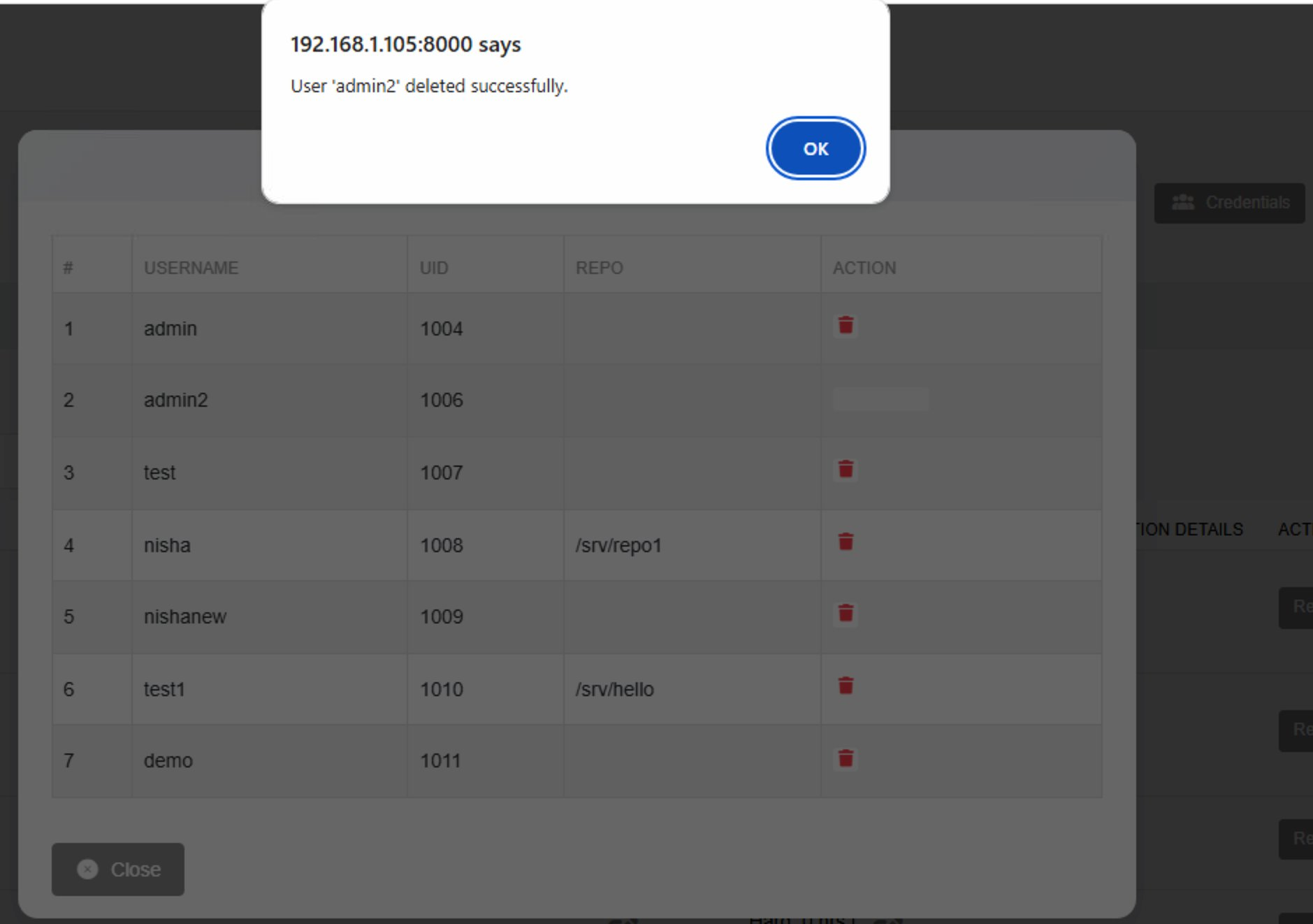 Credentials Panel