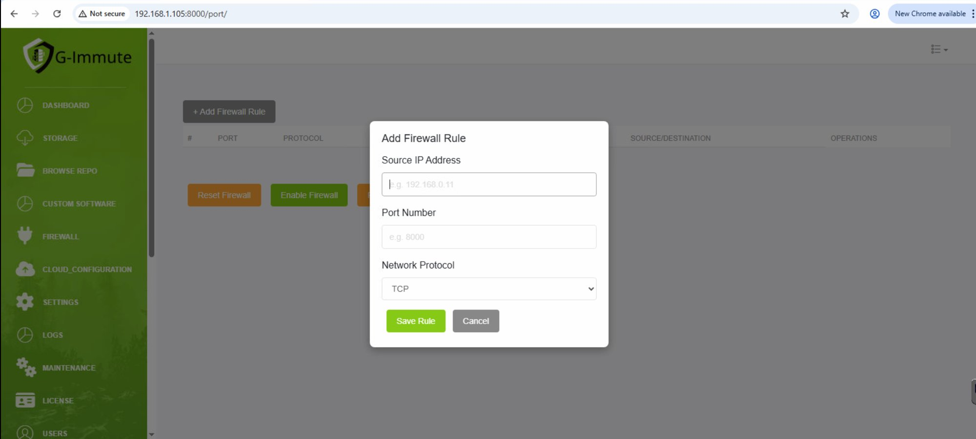 Add Firewall Rule dialog