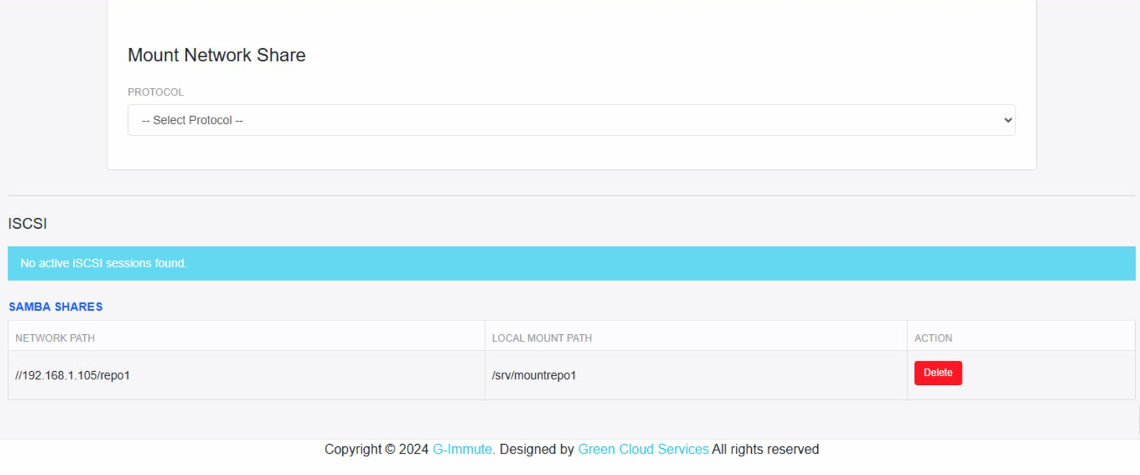 Storage Page After CIFS Share Added