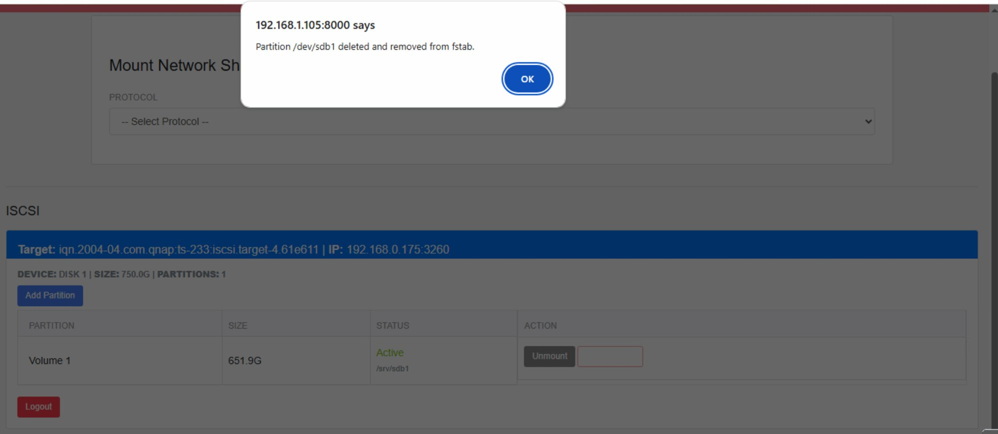 Partition Deleted
